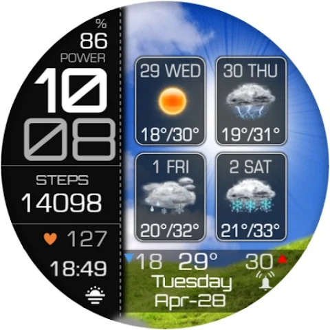 Weather 4 Days Digital Wear OS screenshot
