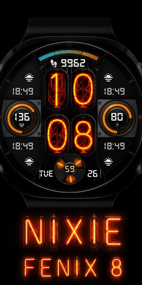 Nixie Fenix 8 Digital Wear OS screenshot