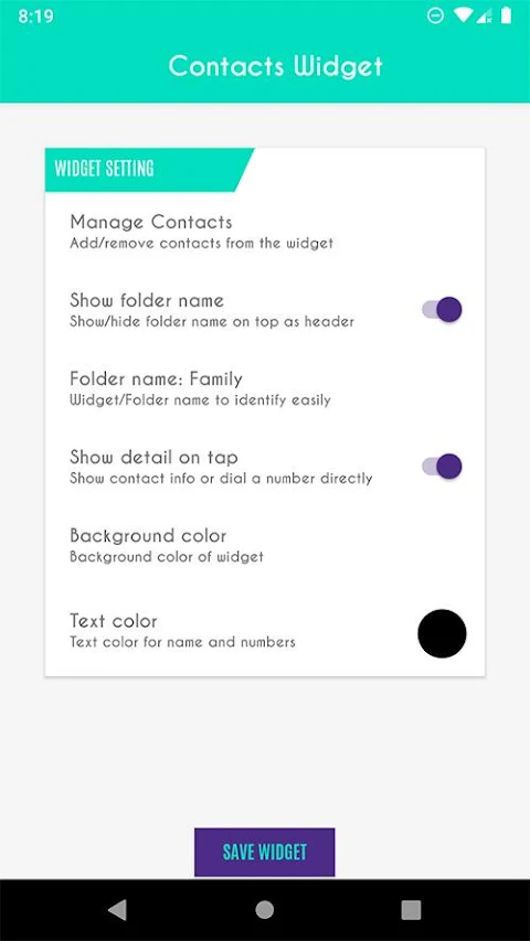 Contacts Widget – Speed Dial screenshot