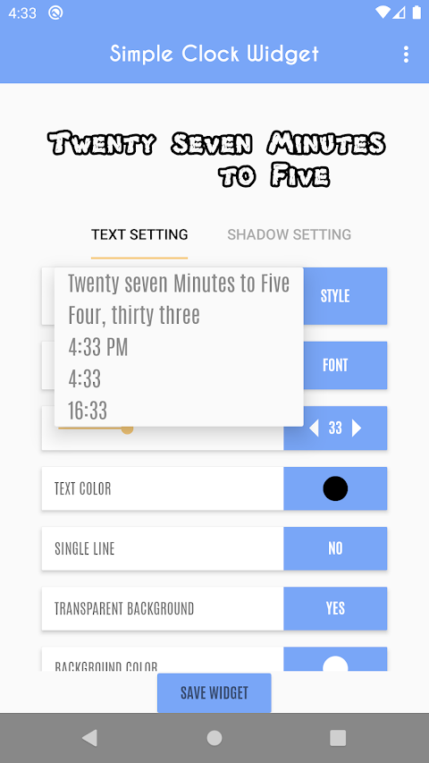 Clock Widget  – Word Clock screenshot