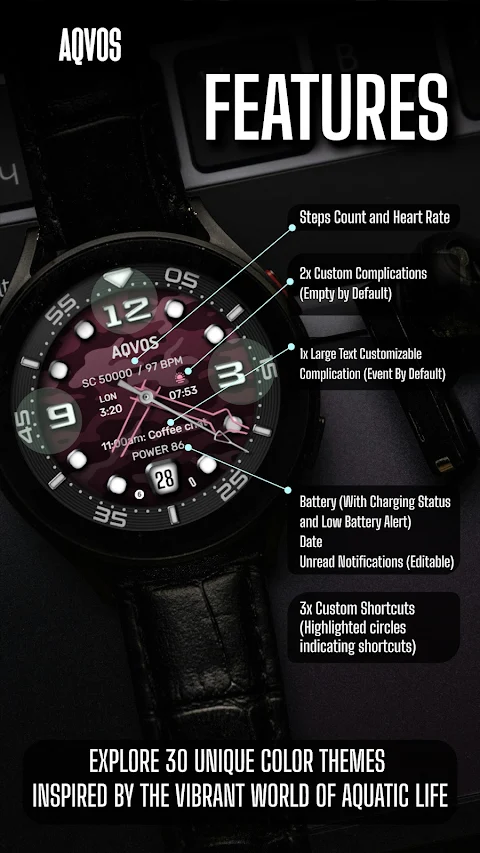AQVOS: Modern Diver Watch Face screenshot