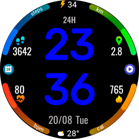 Digital Rotes Watch Face screenshot