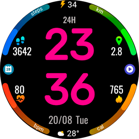 Digital Rotes Watch Face screenshot