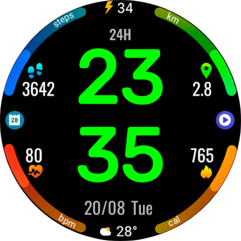 Digital Rotes Watch Face screenshot