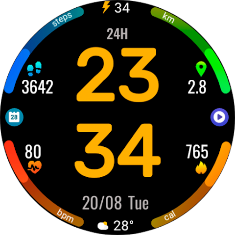 Digital Rotes Watch Face screenshot