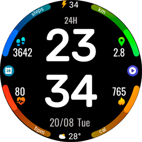 Digital Rotes Watch Face screenshot