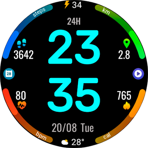 Digital Rotes Watch Face screenshot