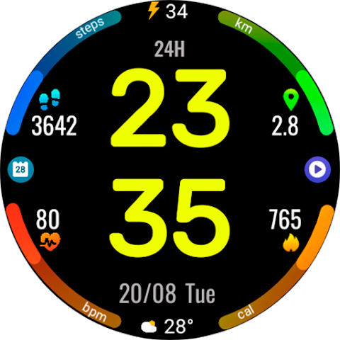Digital Rotes Watch Face screenshot