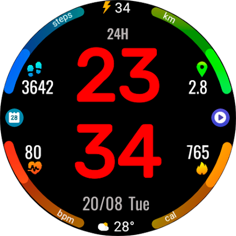 Digital Rotes Watch Face screenshot