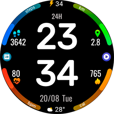 Digital Rotes Watch Face screenshot