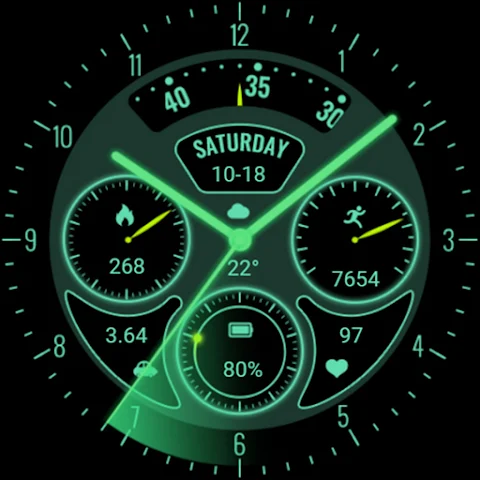 Glow Green Field Analog Watch screenshot