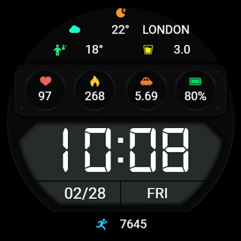 ZKin WatchFace Half Screen LCD screenshot