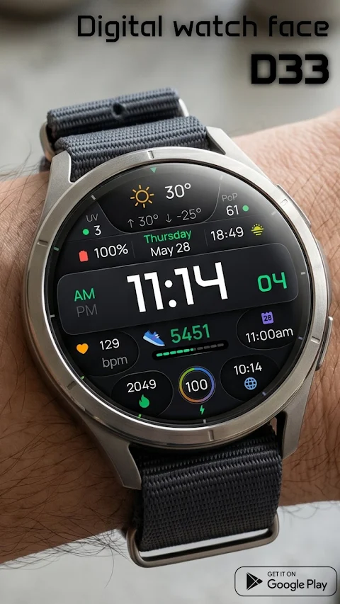 Digital Watch face D33 screenshot