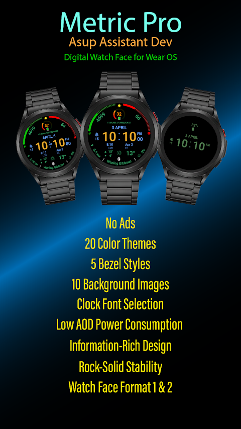 Metric Pro: Watch Face Wear OS screenshot