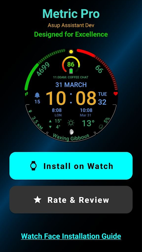 Metric Pro: Watch Face Wear OS screenshot