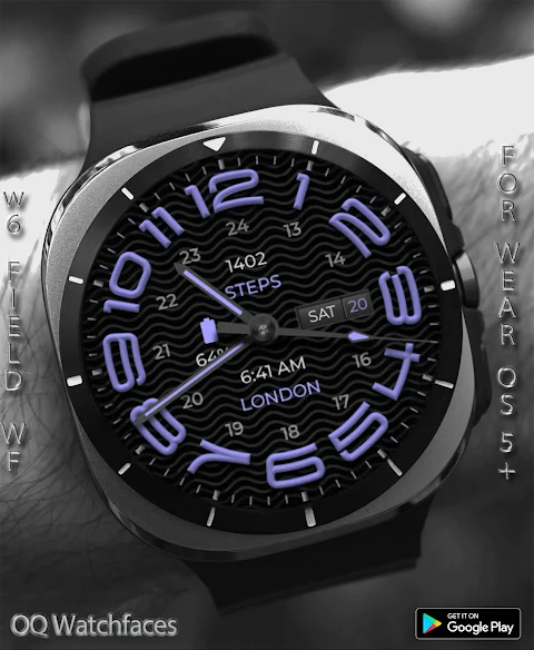 W6 Field Dark WF Wear OS 5+ screenshot