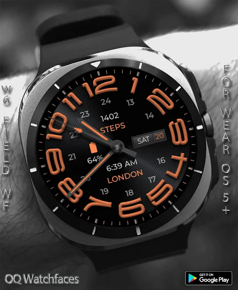 W6 Field Dark WF Wear OS 5+ screenshot