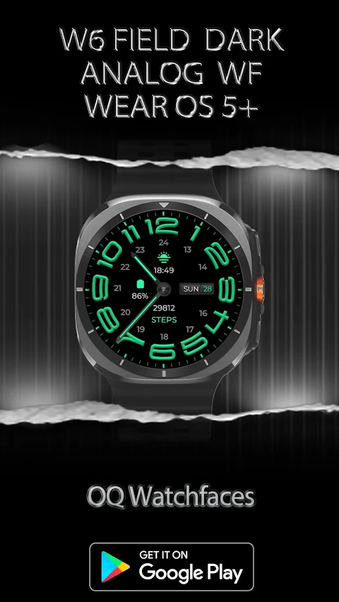 W6 Field Dark WF Wear OS 5+ screenshot