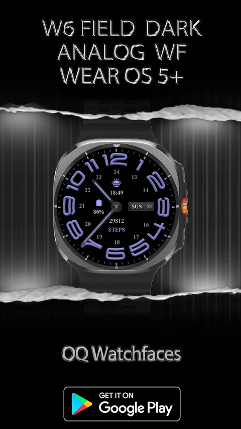 W6 Field Dark WF Wear OS 5+ screenshot
