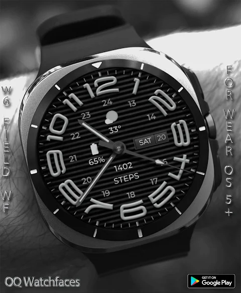 W6 Field Dark WF Wear OS 5+ screenshot