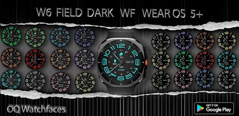 W6 Field Dark WF Wear OS 5+ screenshot