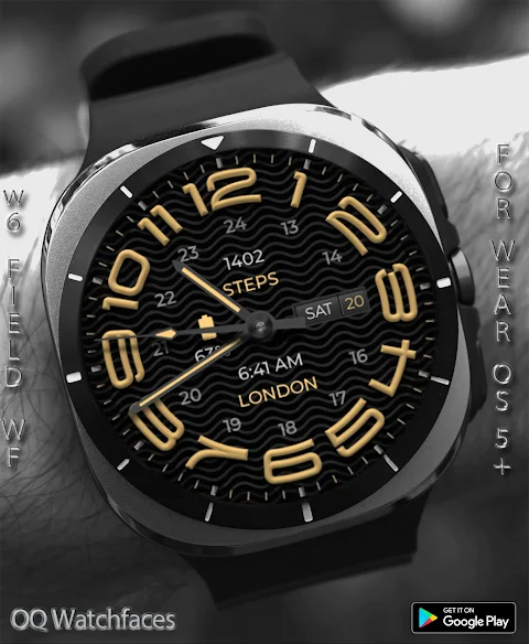 W6 Field Dark WF Wear OS 5+ screenshot