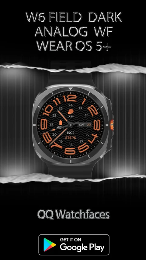 W6 Field Dark WF Wear OS 5+ screenshot