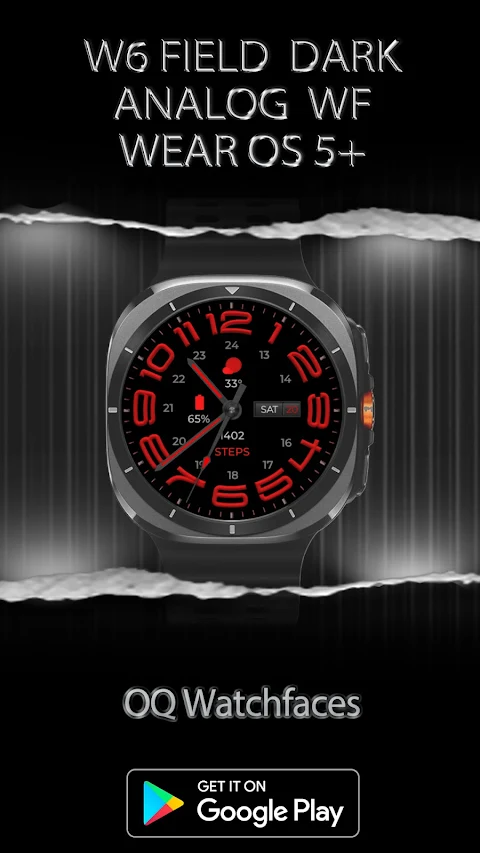 W6 Field Dark WF Wear OS 5+ screenshot