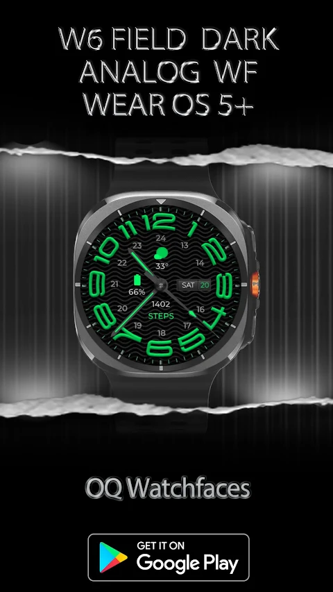 W6 Field Dark WF Wear OS 5+ screenshot