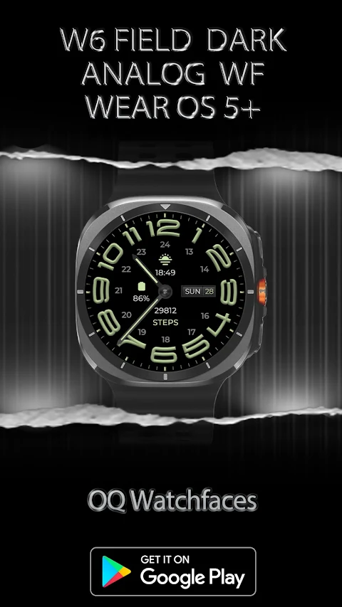 W6 Field Dark WF Wear OS 5+ screenshot