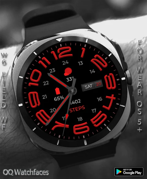 W6 Field Dark WF Wear OS 5+ screenshot