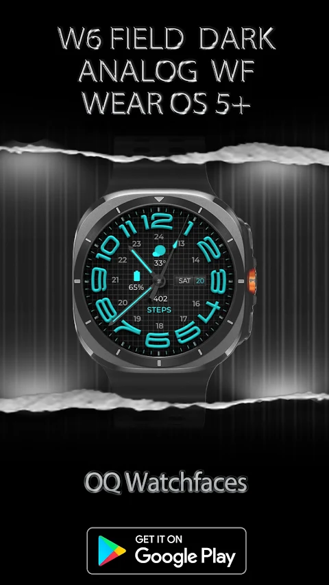 W6 Field Dark WF Wear OS 5+ screenshot