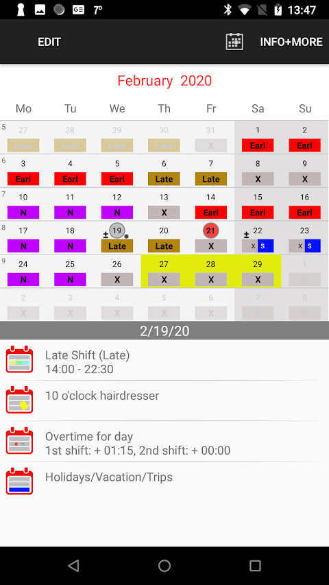 Roster-Calendar Pro screenshot