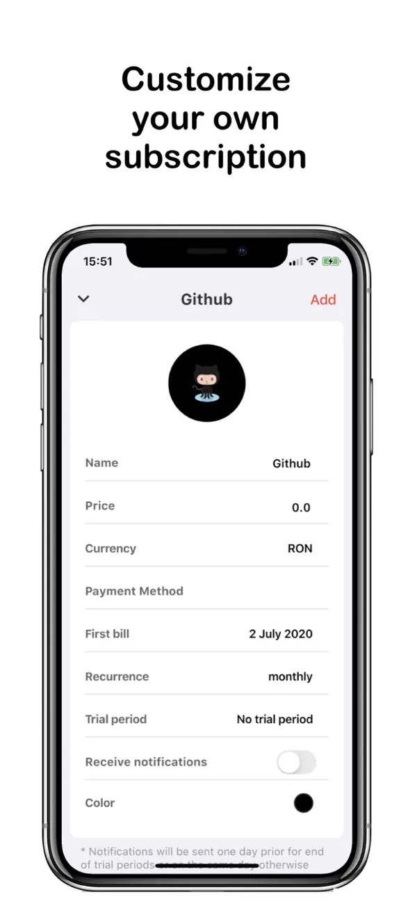Subscriptions Manager screenshot