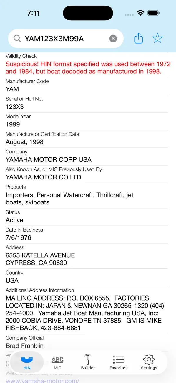 HIN Search – Boat HIN Decoder screenshot