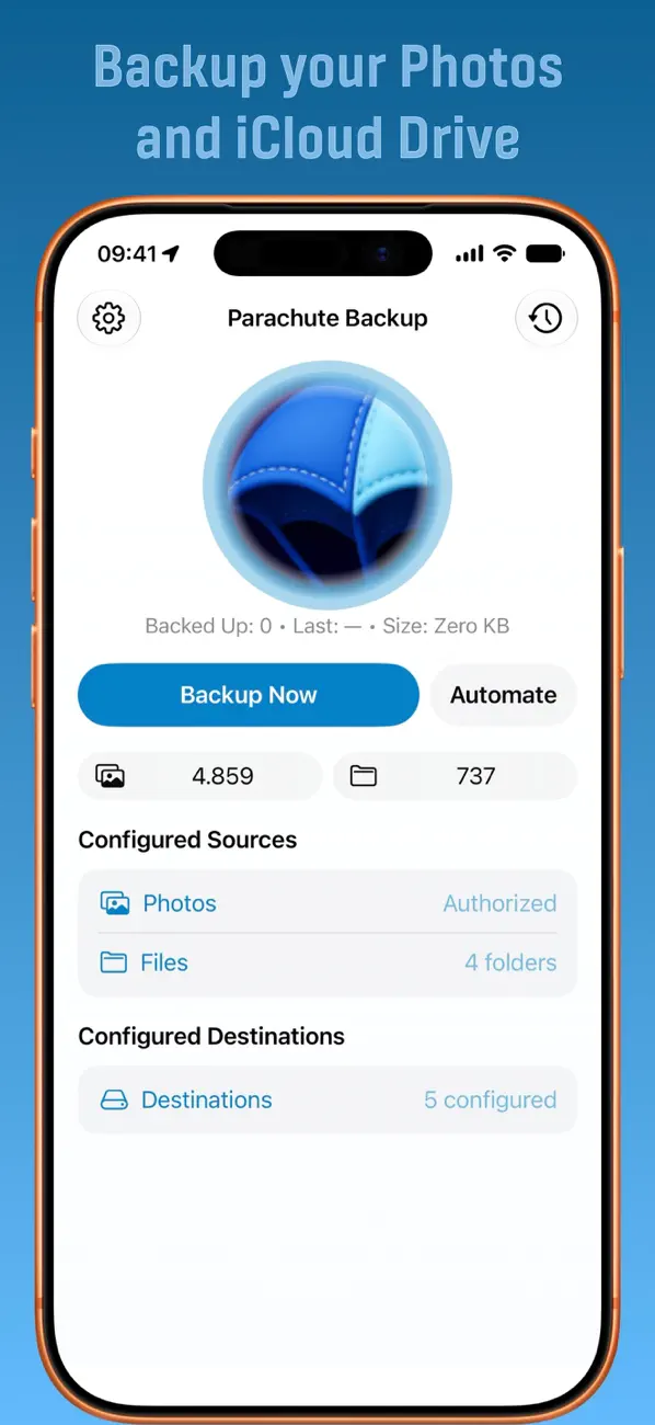 Parachute Backup Mobile screenshot