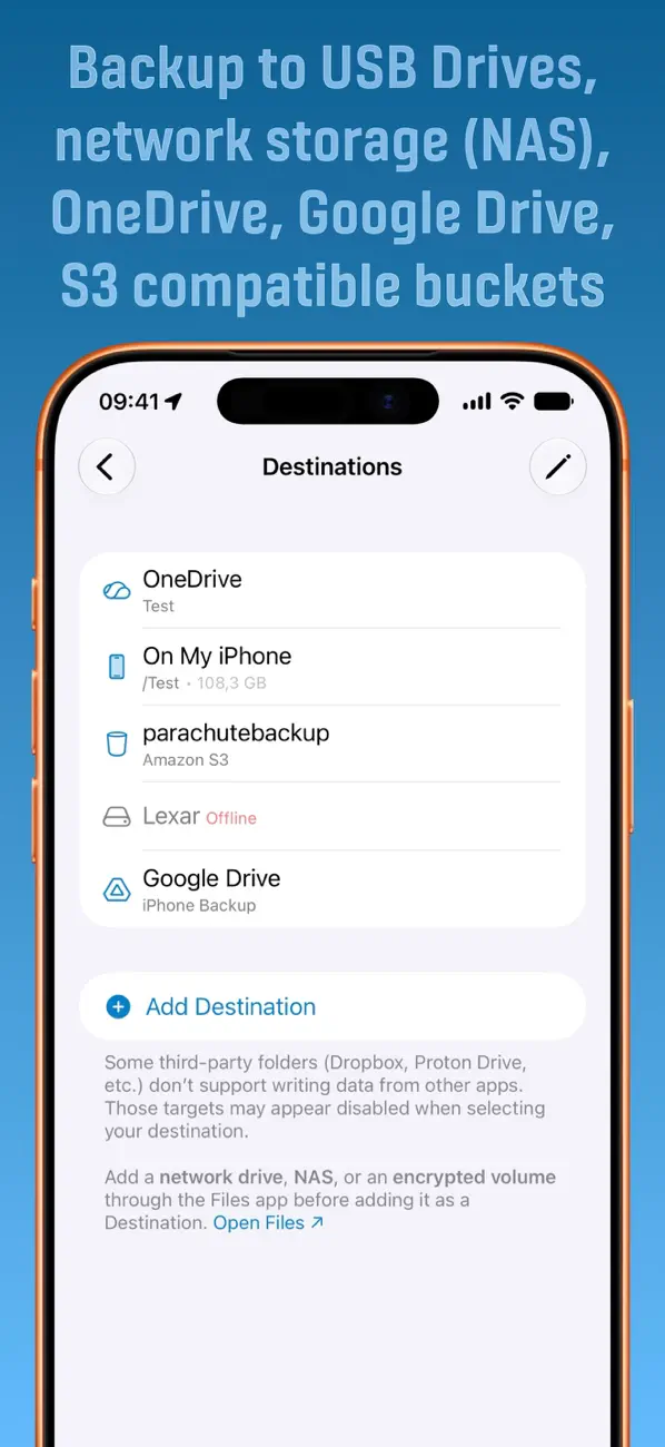 Parachute Backup Mobile screenshot