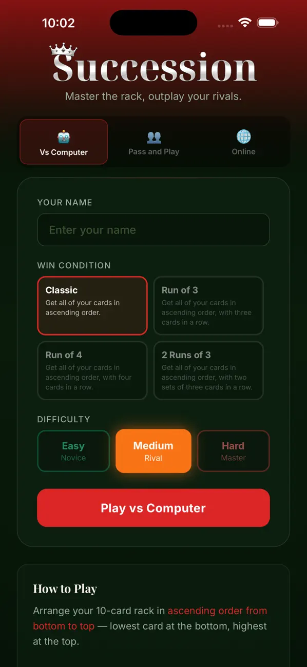 Succession – Rack-O style game screenshot