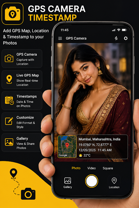 Gps Camera app with Timestamp screenshot