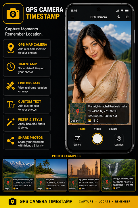 Gps Camera app with Timestamp screenshot