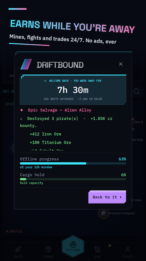 Driftbound: Idle Space RPG screenshot
