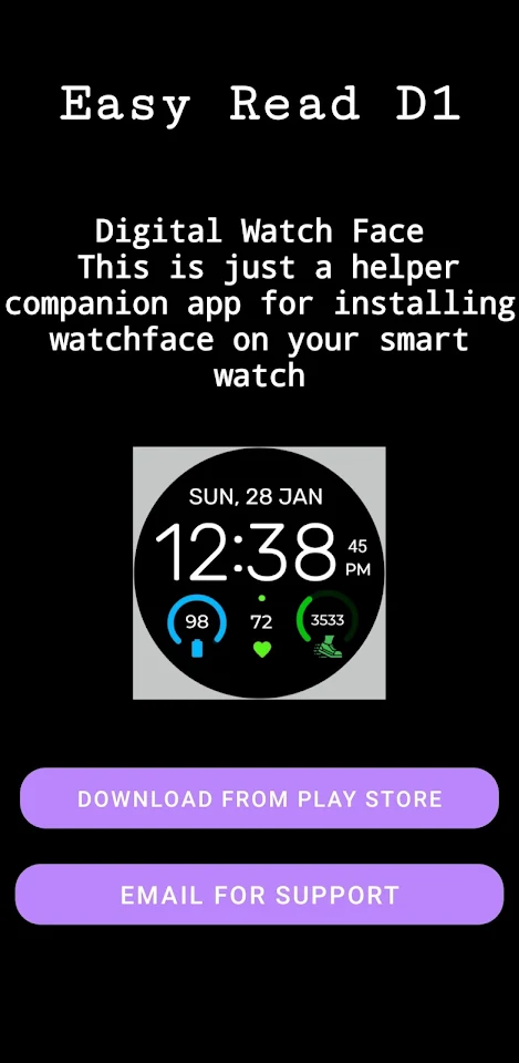 Watch Face Digital EasyRead D1 screenshot