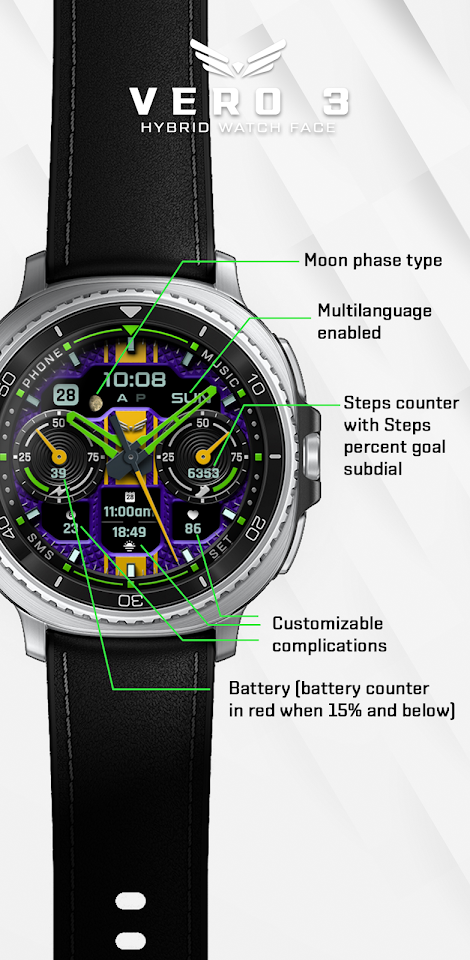 BLZ VERO 3 – Hybrid Watch Face screenshot