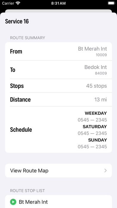 Singapore Buses screenshot
