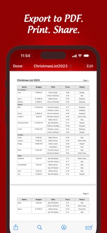 The Christmas Gift List Pro screenshot