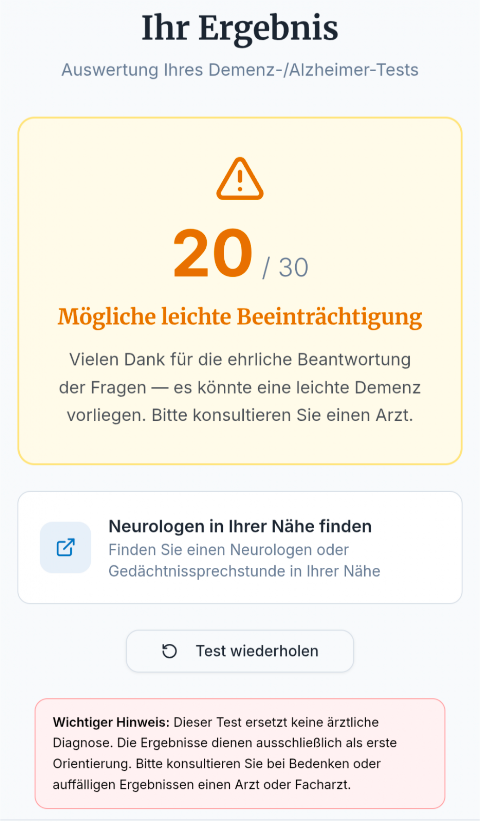 Demenz-/Alzheimer-Test screenshot
