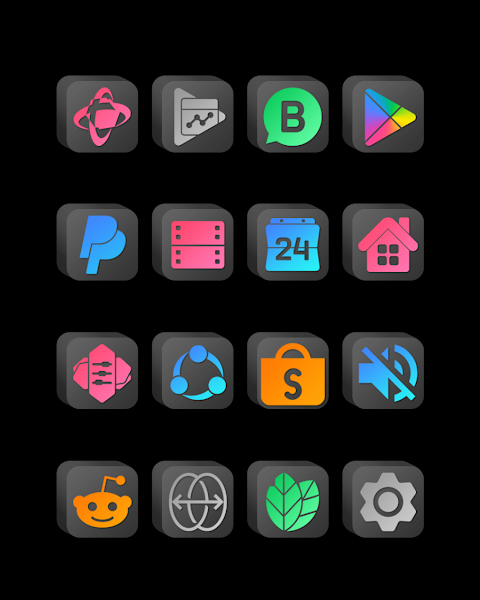 Cubic Dark Mode – 3D Icon pack screenshot