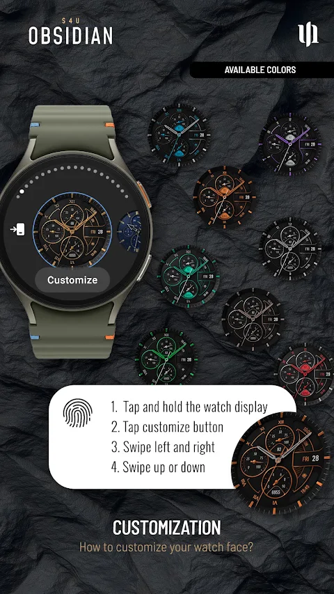 S4U Obsidian analog watch face screenshot