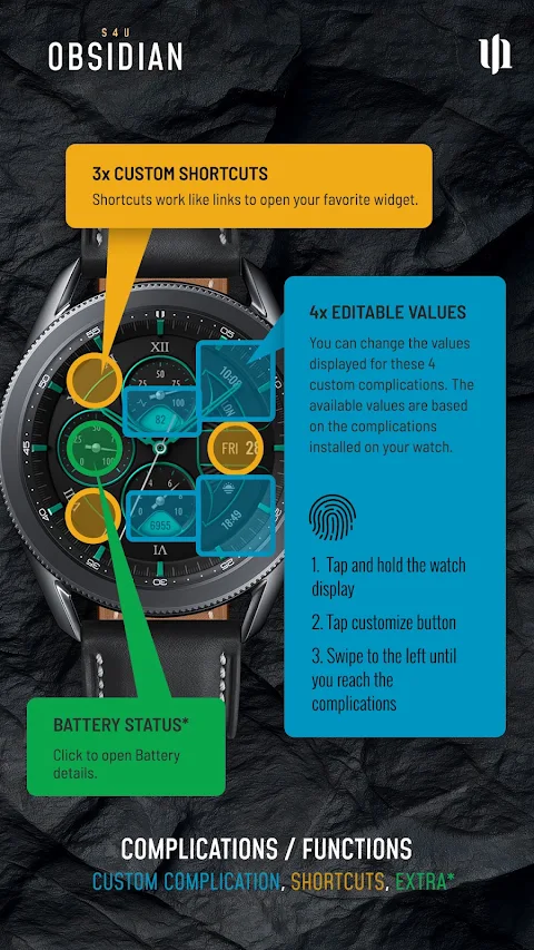 S4U Obsidian analog watch face screenshot