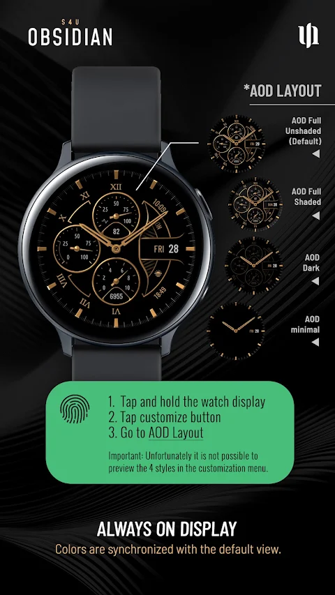 S4U Obsidian analog watch face screenshot